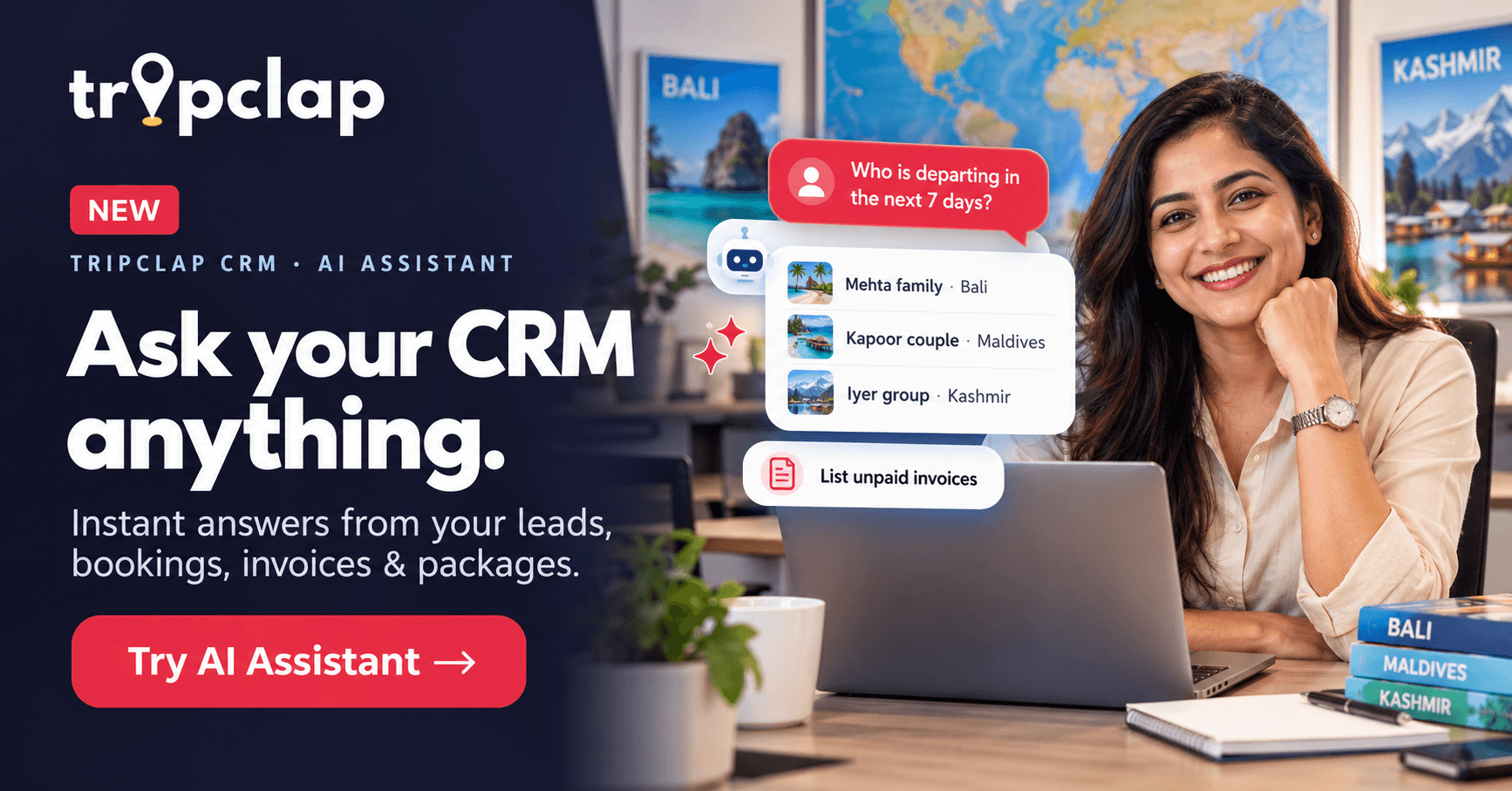 Introducing AI Assistant in TripClap CRM: Ask Your Travel CRM Anything (Now on All Plans)